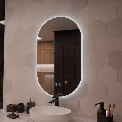 50x80cm овално LED огледало, Lexort Touch, система за размразяване, размито