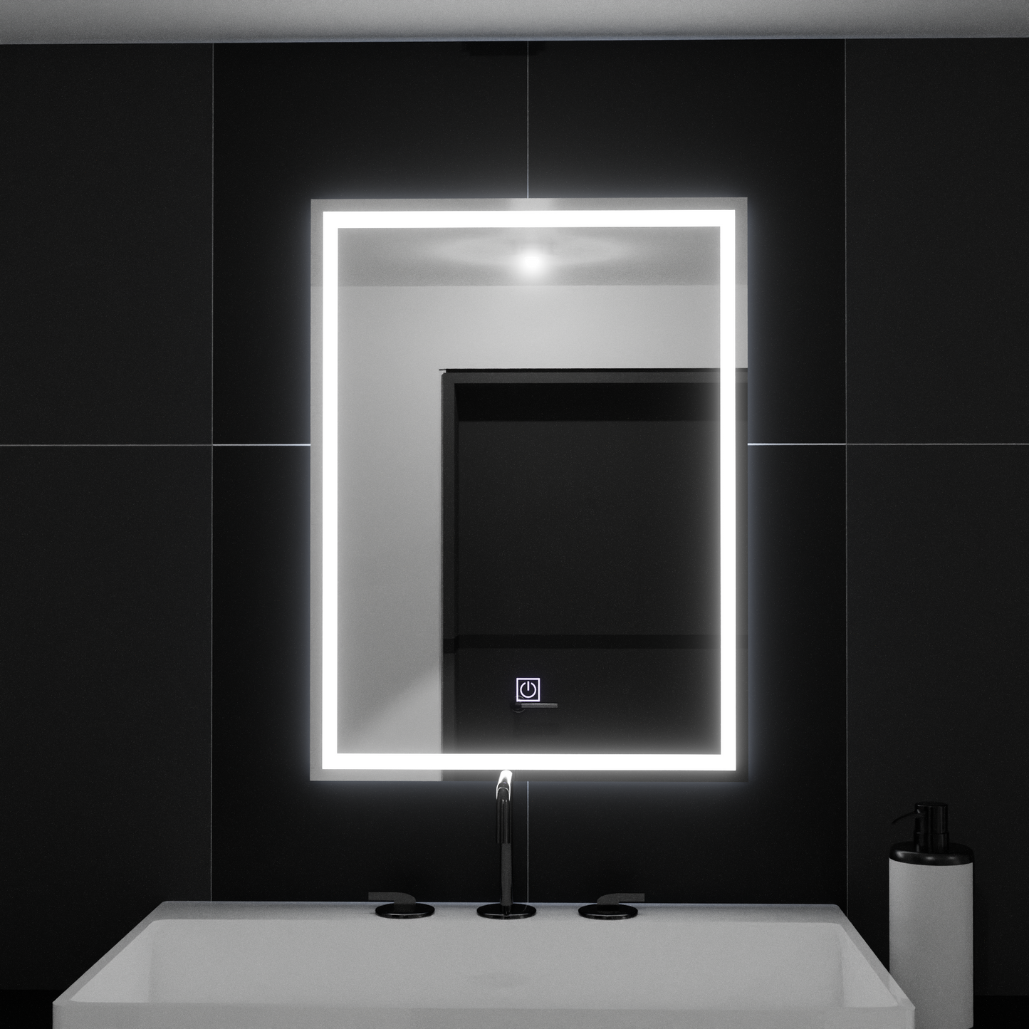 Правоъгълно светодиодно огледало 60x80cm рамка основно докосване