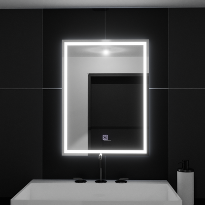 Правоъгълно светодиодно огледало 60x80cm рамка основно докосване