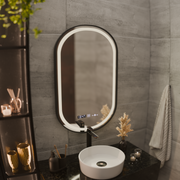 LED огледало Helmut Sensor De-fogging System, Clock and Temperature 50x90 cm Черна рамка Матирана Marcello Funghi