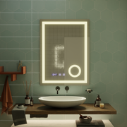 Система за разточване на огледало LED Touch Manfred, часовник и температура 60x80 cm козметично увеличение