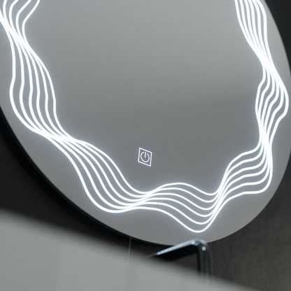 60см кръгло LED огледало, Flusso Touch, система за размразяване, мрачно