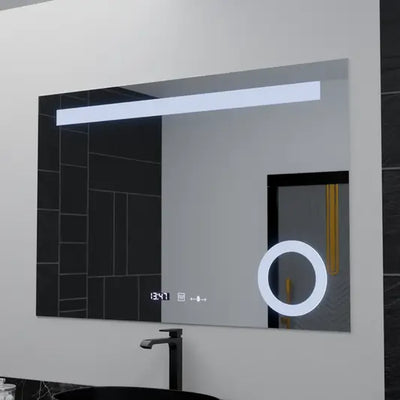 Правоъгълно светодиодно огледало, 100x75см, Absolu Motionglow Marcello, заместник -система, часовник и термометър, козметичен луп