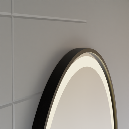 Огледална LED Touch Hans DeBrulation System, часовник и температура 60 cm черна рамка с черна рамка
