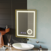 Огледален LED Touch STEFAN DEBRICATION SYSTEM, ВОДА И ТЕМПЕРТИРАНЕ 60x80 cm Златна рамахед козметика Lup