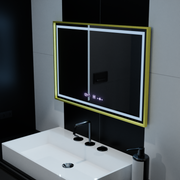 Правоъгълно светодиодно огледало, 100x65см, Royale Gold Motion Glow Marcello, отдели, часовник и термометър, подразбиращ се