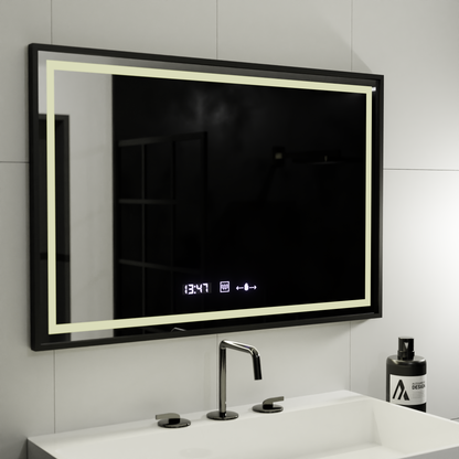 Правоъгълно светодиодно огледало, 100x80см, verite majes noir motionglow marcello, система за размразяване, часовник и термометър, подразбиращ се
