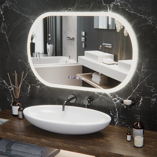 Овално светодиодно огледало, 80x50см, сензор за motionglow marcello, система за деактивиране, часовник