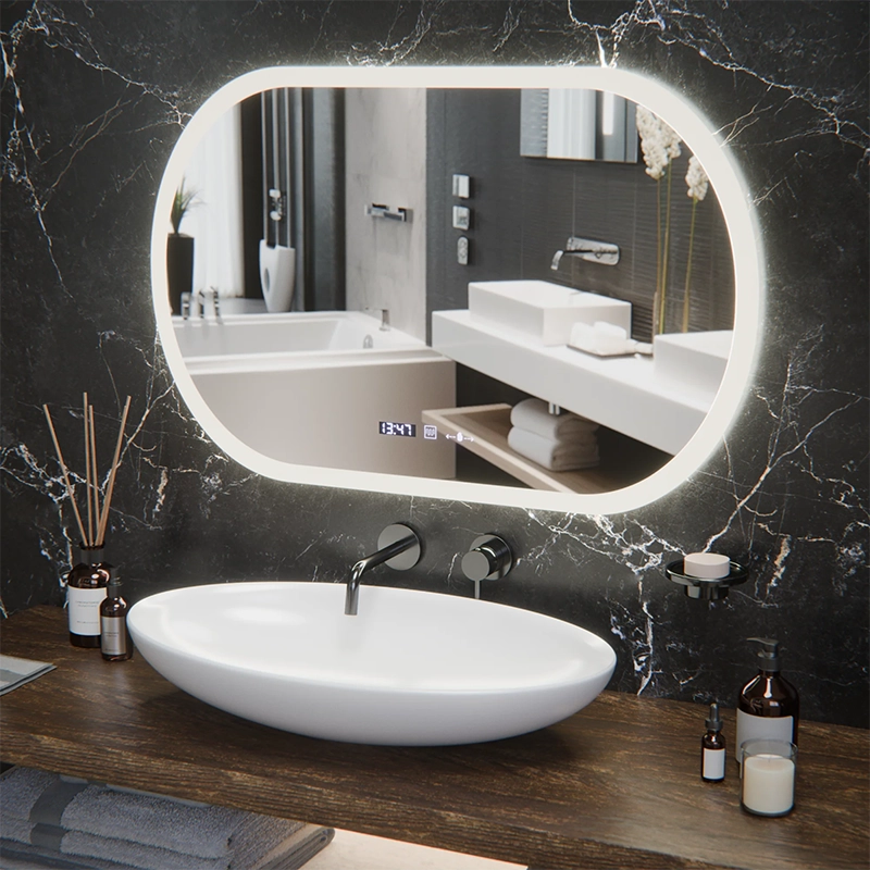 Овално светодиодно огледало, 80x50см, сензор за motionglow marcello, система за деактивиране, часовник