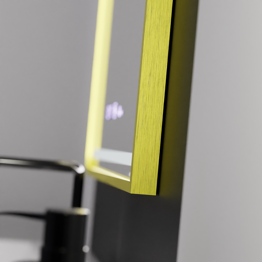 Правоъгълно светодиодно огледало, 50x70см, Royale Gold Motion Glow Marcello, заместник -система, часовник и термометър, размирен