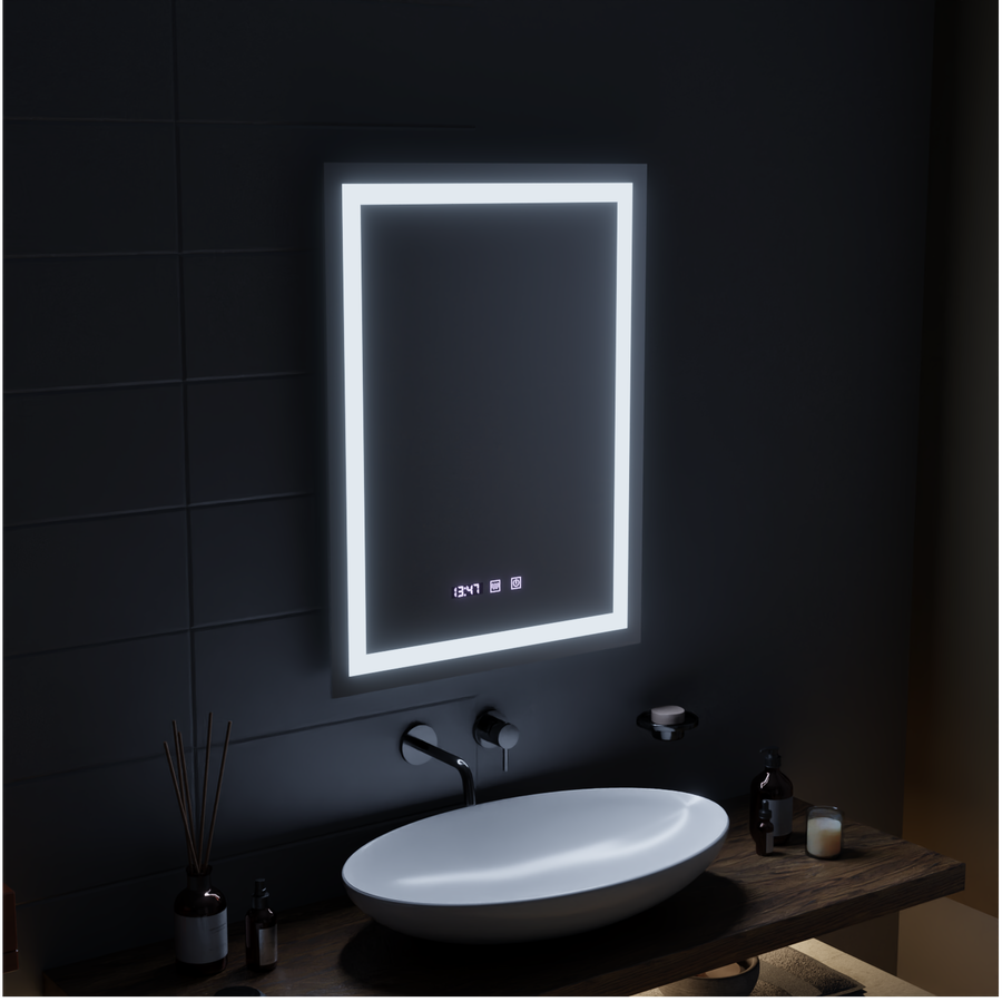 LED Touch Gustav Огледало Система, часовник и температура 60x80 cm