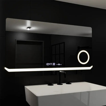 Правоъгълно светодиодно огледало, 80x60см, дефиниция Motionglow Marcello, система за инвалидиране, часовник и термометър, козметично увеличение