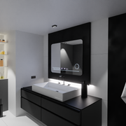 Правоъгълното светодиодно огледало 80x60cm fortaleza motionglow marcello размразяваща система термометър и часовник козметичен вълк