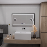 LED огледално Motionglow Sensor Domingo с функция за размразяване на размразяване 120x65 cm студена/топла/топла светлина, черна четка рамка, колекция Marcello funghi