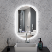 Овално светодиодно огледало, 50x80см, сензор Lucia Marcello, система за размразяване, часовник и термометър, подразбиращ се