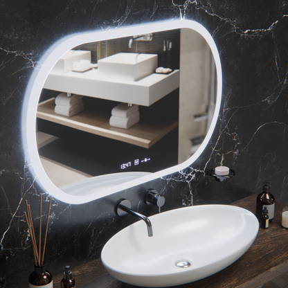 Овално светодиодно огледало, 80x50см, сензор за motionglow marcello, система за деактивиране, часовник