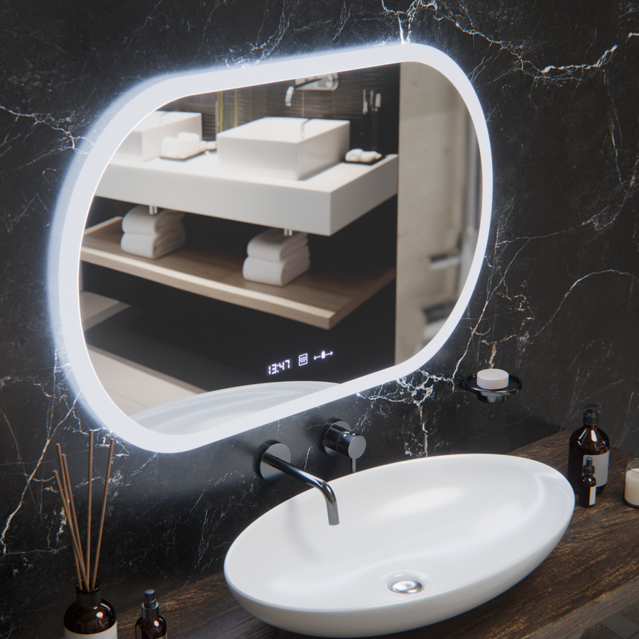Овално светодиодно огледало, 80x50см, сензор за motionglow marcello, система за деактивиране, часовник