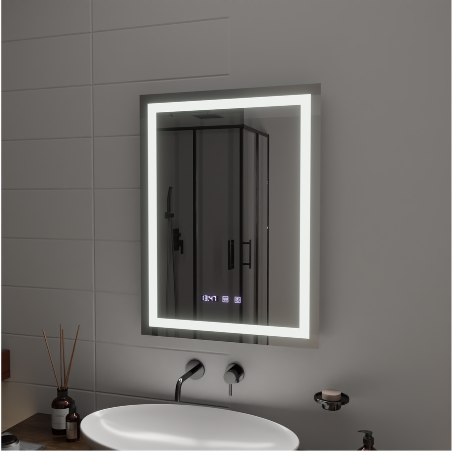 LED Touch Gustav Огледало Система, часовник и температура 60x80 cm