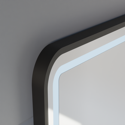 LED Touch Touch Gerhard Mirror Defrition System, часовник и температура 60x80 cm Black Brushd Frame