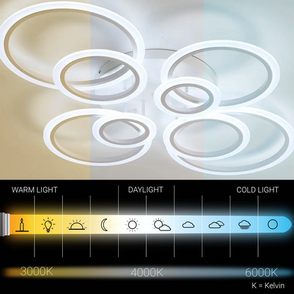 LED полилей с дистанционно управление на Бети 130W, 8 кръга, студ/гореща/неутрална светлина, бяло, бяло