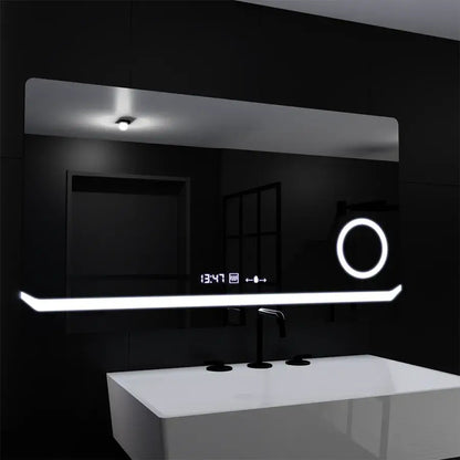 Правоъгълно светодиодно огледало, 80x60см, дефиниция Motionglow Marcello, система за инвалидиране, часовник и термометър, козметично увеличение