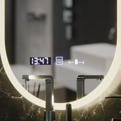 Овално светодиодно огледало, 50x100cm, Lucia Sensor Marcello, система за размразяване, часовник и термометър, подразбиращ се