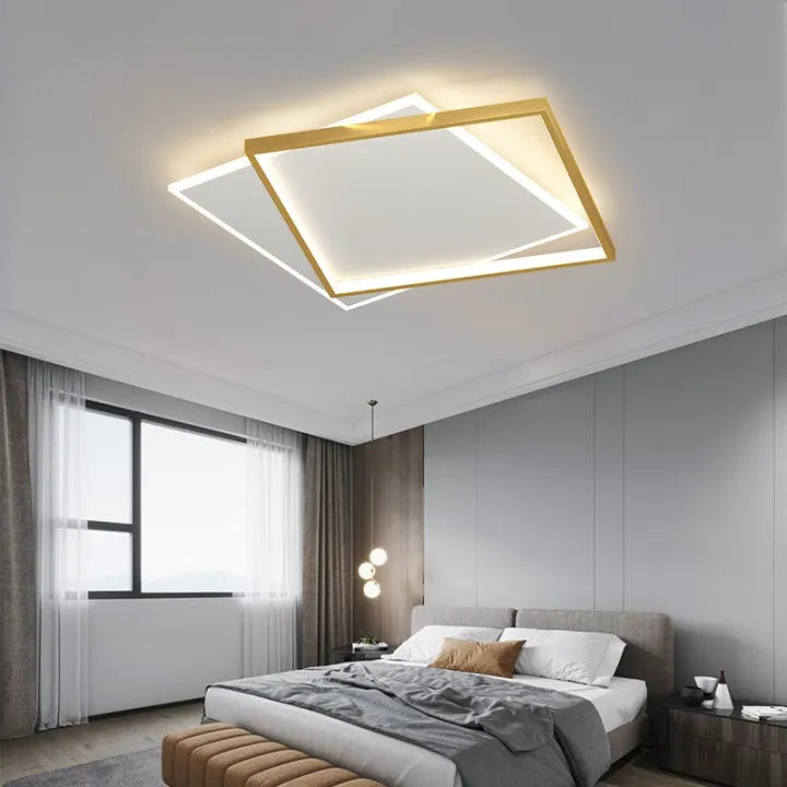 LED полилей с 98W слънчево дистанционно управление, 2 квадрата, студ/гореща/неутрална светлина, нестабилно, бяло злато