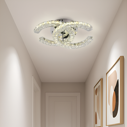 LED полилей с дистанционно управление и кристал шиит 27W, 2 кръга, студена/гореща/неутрална светлина, нестабилна, лъскава хром