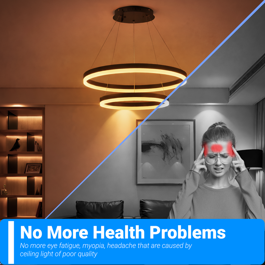 Окачен LED полилей с дистанционно управление CASIANA 40W, 2 кръга, студена/топла/неутрална светлина 3000K/4000K/6000K, димируем, черен, регулируема височина, метал и акрил