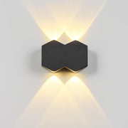 Външна и вътрешна LED стенна лампа, 4 източника x 1W, IP65, ABS, черна, 3000K