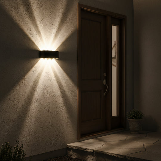 Външна LED стенна лампа Ellis, 8 W, 8 източника на светлина, топла светлина, черна външна стенна лампа Заглавие по подразбиране Alessandro Design