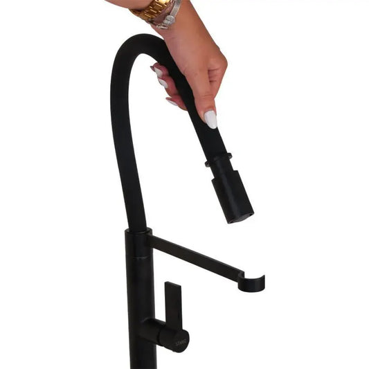 Кухненска батерия, санитарен месинг, черно, CF2045