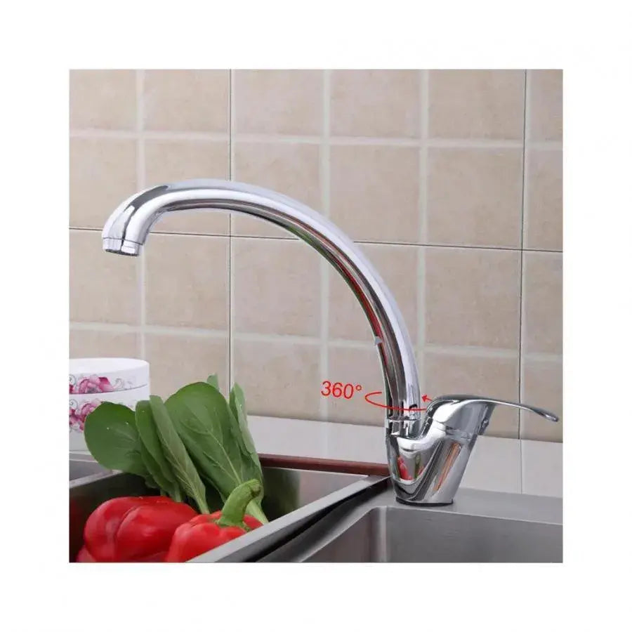 LB00C Chromium Chrome Kitchen Battery, въртяща се тръба за лебед, керамична касета, пълен комплект с фитинги и фиксираща система