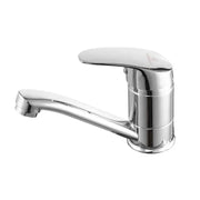 Washbasin батерия, въртяща се тръба, дължина 18 см, керамична касета, хром, включена връзка