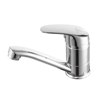 Washbasin батерия, въртяща се тръба, дължина 18 см, керамична касета, хром, включена връзка