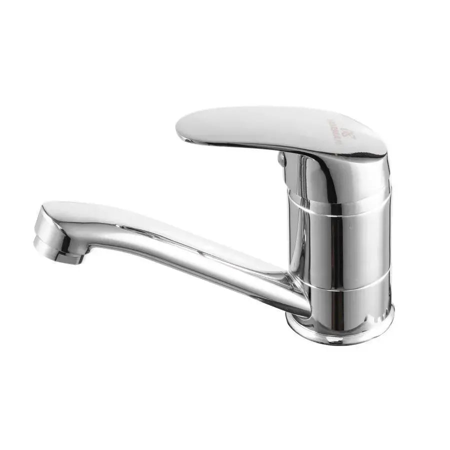 Washbasin батерия, въртяща се тръба, дължина 18 см, керамична касета, хром, включена връзка