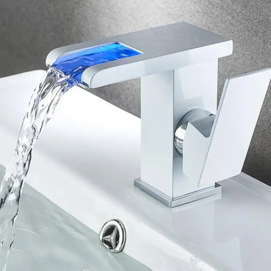 Батерия Washbasin, бяла, RGB светлина, промяна на цвета в зависимост от температурата на водата, OD3011