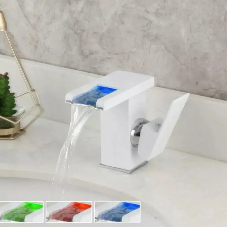 Батерия Washbasin, бяла, RGB светлина, промяна на цвета в зависимост от температурата на водата, OD3011