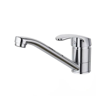 Washbasin батерия, въртяща се тръба, дължина 15 см, керамична касета, хром, включена връзка