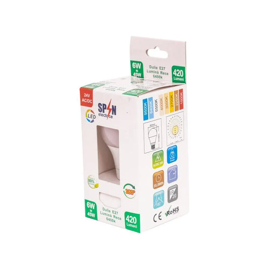 LED LED крушка E27, 6W, 6400K