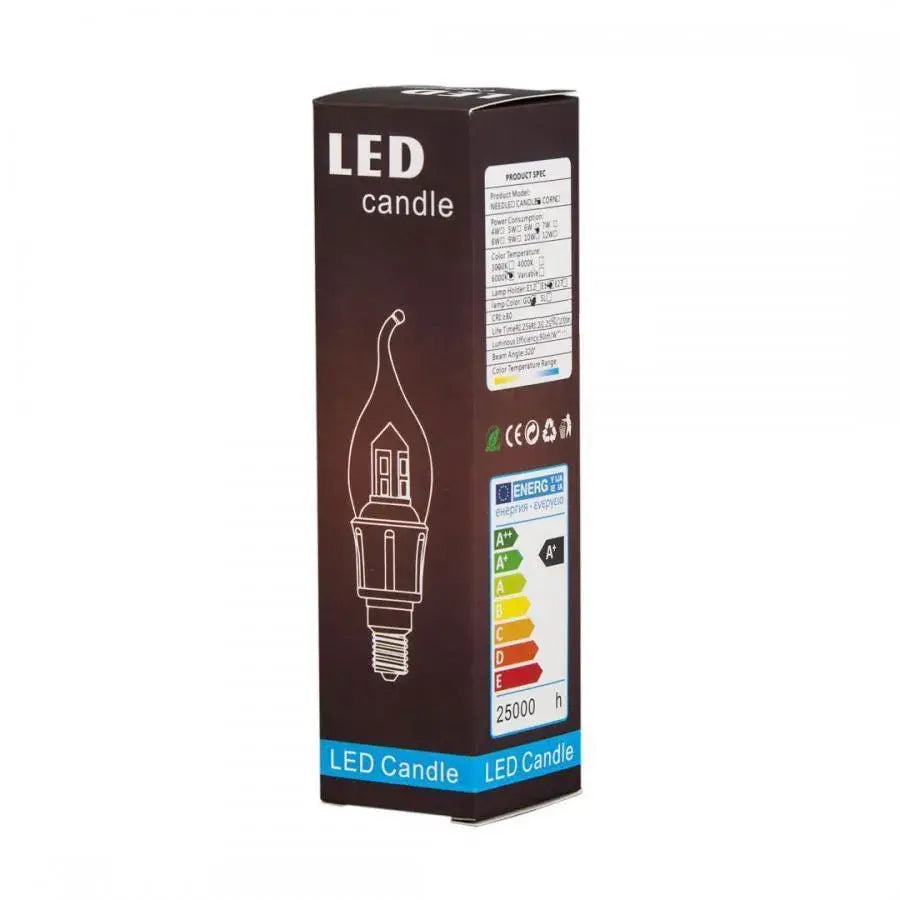 LED светлина E14 свещ, 6W, студена светлина, 6000k