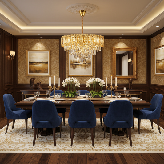 CHANDELIER CRYSTAL BELVEDERE ELEGANCE 8XE14, диаметър 49 см, лъскаво злато, регулируема височина