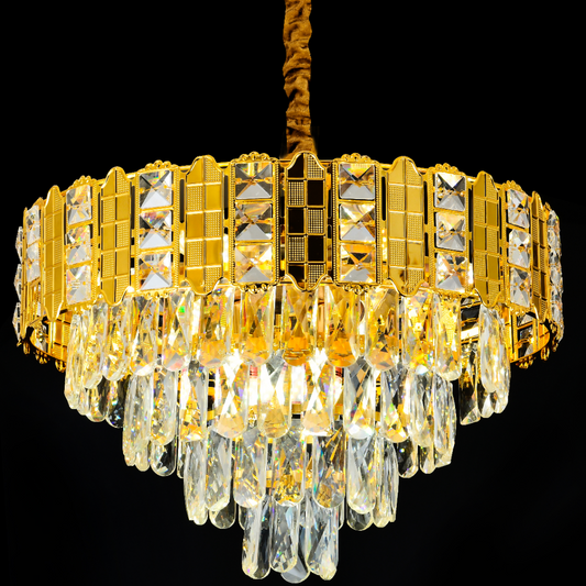 CHANDELIER CRYSTAL NEXIA SENA 3XE14, Диаметър 30см, лъскаво злато, преобладаваща височина