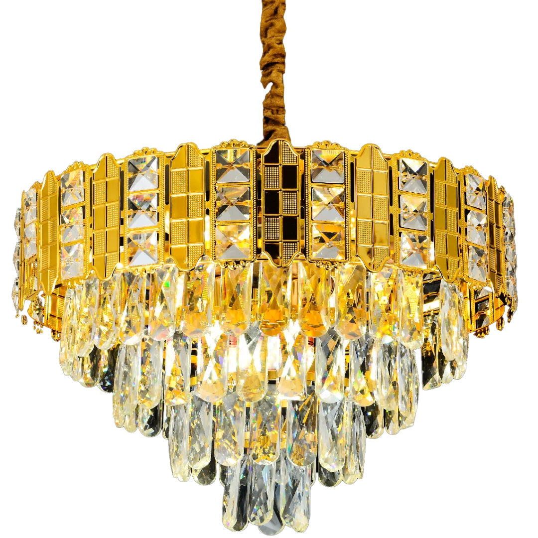 Candelabru Cristal CATHERINE Petito 3xE14, Diametru 30cm, Auriu Lucios, Inaltime Reglabila Candelabre Cristal Default Title Alessandro Design
