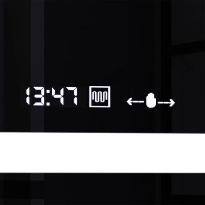 Правоъгълно светодиодно огледало, 160x80cm, motionglow marcello, de -de -clock, часовник и термометър