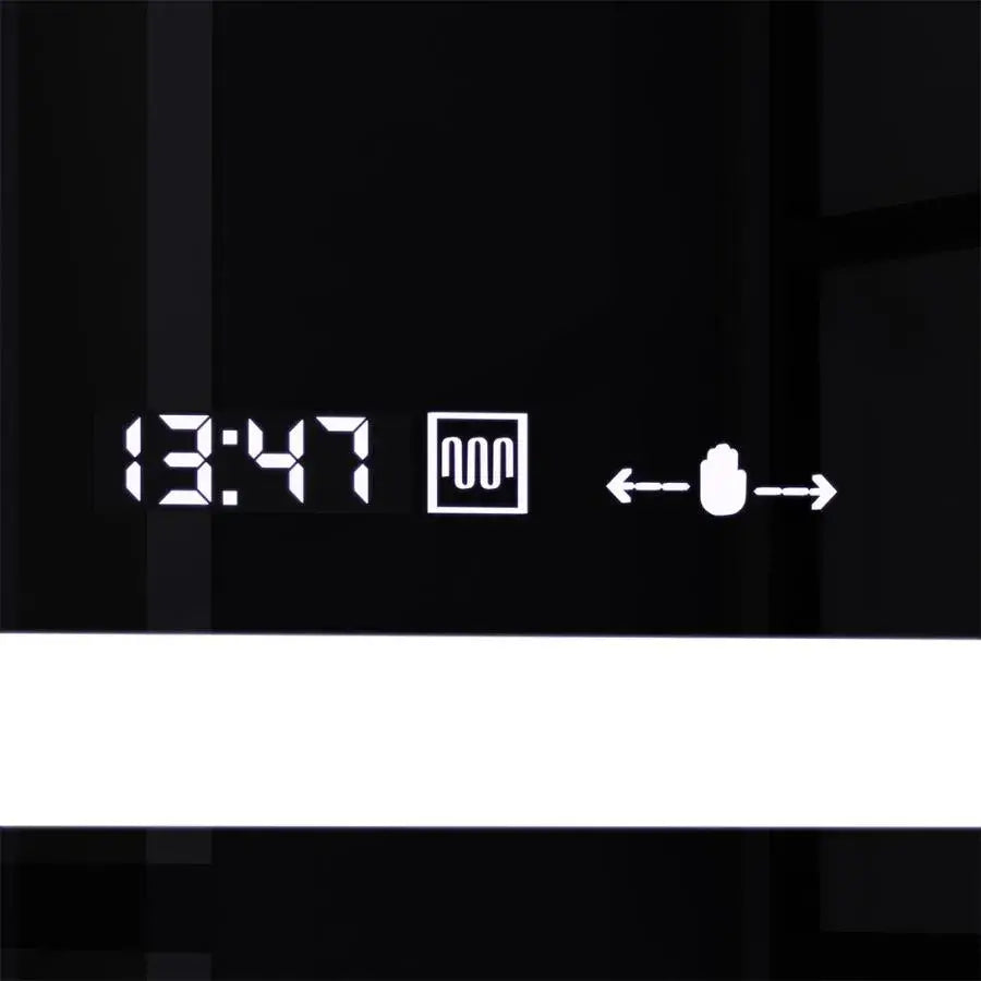 Правоъгълно светодиодно огледало, 160x80cm, motionglow marcello, de -de -clock, часовник и термометър