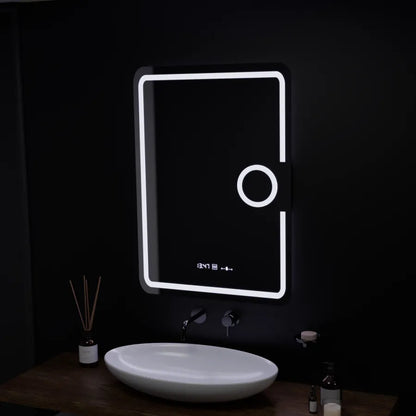 Правоъгълно светодиодно огледало, 50x70см, eclat motionglow marcello, система за размразяване, часовник и термометър, козметичен луп