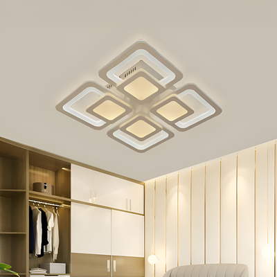 LED полилей със сусамово дистанционно управление, 77W, 4 квадрата, студена/гореща/неутрална светлина, нестабилна, бяла