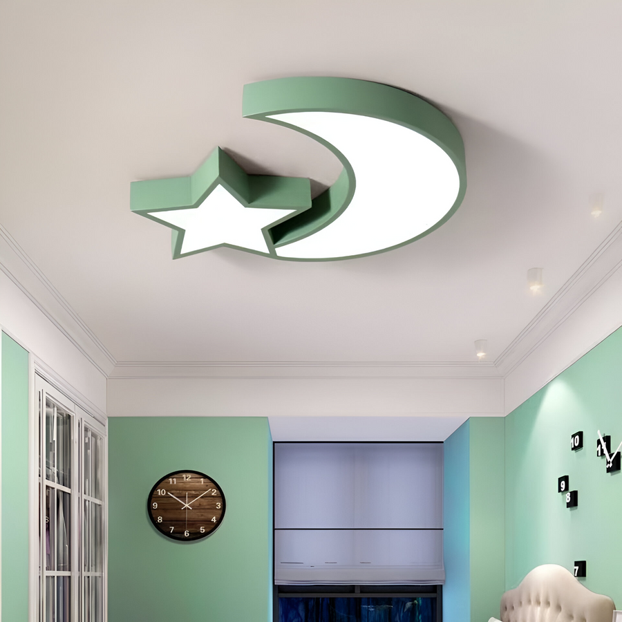 LED SOFIA, Green Acril, Moon and Star Form, 3000K/4000K/6000K