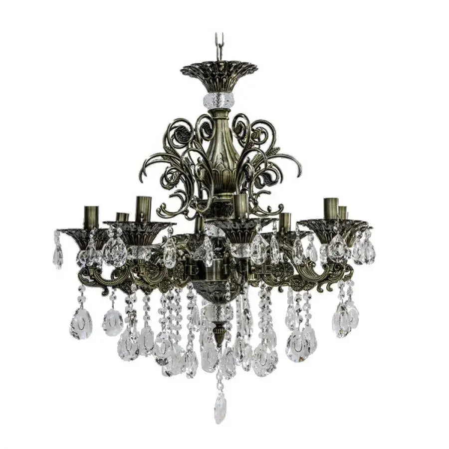 Chandilier Sanssoci 8xe14 метални и кристални регулируеми височина Античен месинг